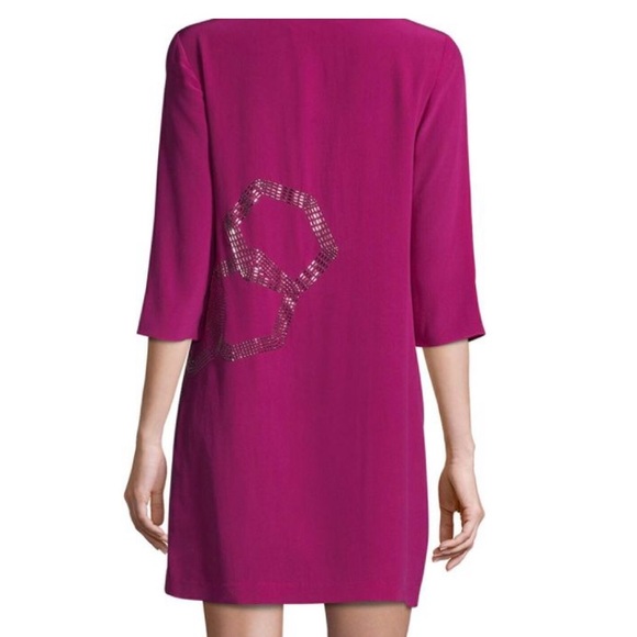 TRINA TURK Boysenberry GLITTERATI Beaded Sequins Geo Pattern Silk Mini Dress - Picture 3 of 8